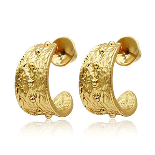 Gold mini dots hoop earrings-24K gold plated