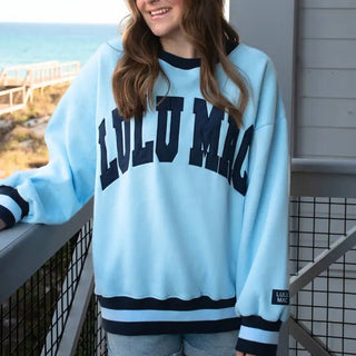 Social Society Light Blue - Navy Stitch Sweatshirt - The Pointe Boutique