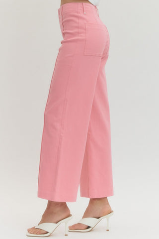 Solid High Rise Wide Leg Pant - The Pointe Boutique