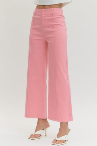 Solid High Rise Wide Leg Pant - The Pointe Boutique