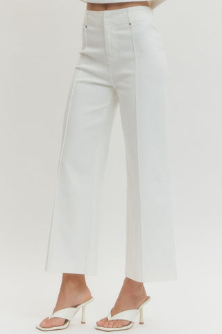 Solid High Rise Wide Leg Pant - The Pointe Boutique