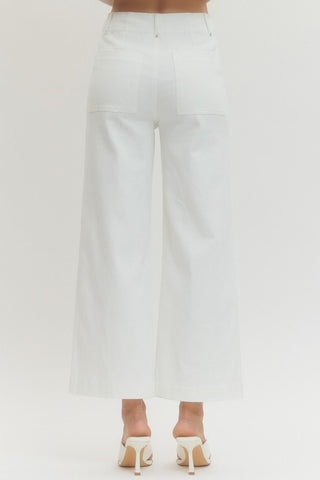 Solid High Rise Wide Leg Pant - The Pointe Boutique