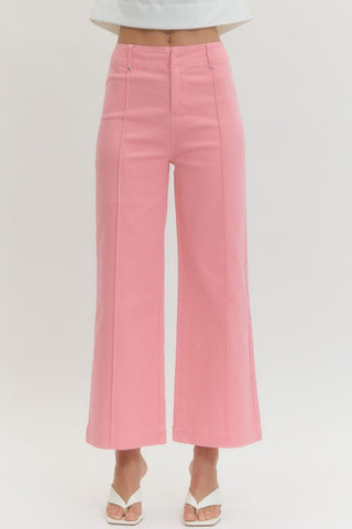 Solid High Rise Wide Leg Pant - The Pointe Boutique