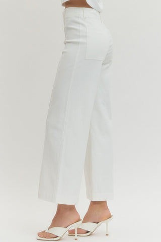 Solid High Rise Wide Leg Pant - The Pointe Boutique