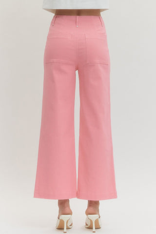 Solid High Rise Wide Leg Pant - The Pointe Boutique