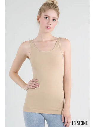 Stone Plain Jersey Tank Top - The Pointe Boutique
