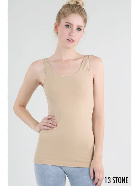 Stone Plain Jersey Tank Top - The Pointe Boutique