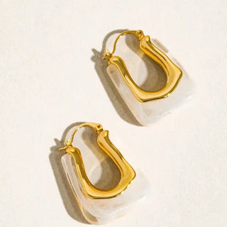 Talia White 18K Gold U - Shaped Boho Hoop Earrings - The Pointe Boutique