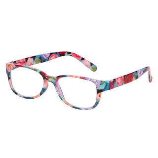 purple floral print reading glasses