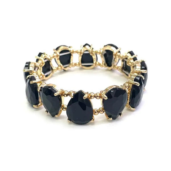 Teardrop Glass Crystal Bead Stretch Bracelet - The Pointe Boutique