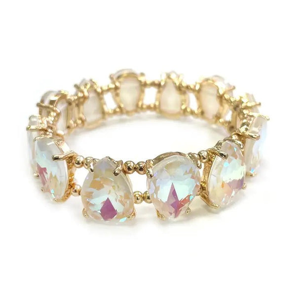 Teardrop Glass Crystal Bead Stretch Bracelet - The Pointe Boutique