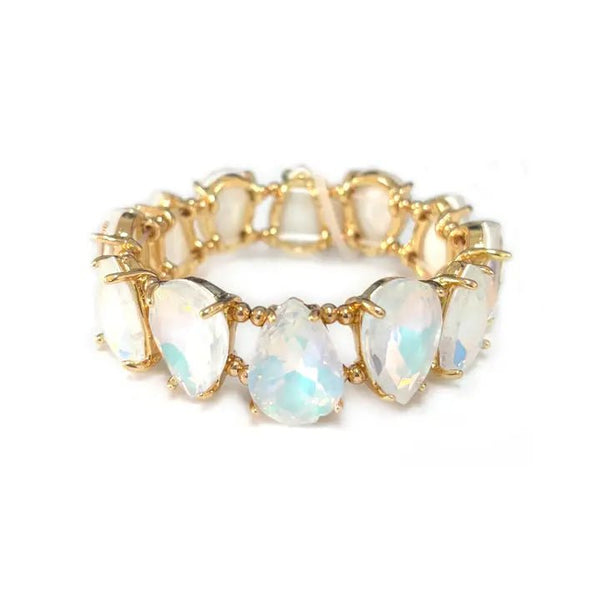 Teardrop Glass Crystal Bead Stretch Bracelet - The Pointe Boutique