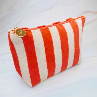 Terry Striped Everything Pouch Cosmetic Case Rust - The Pointe Boutique