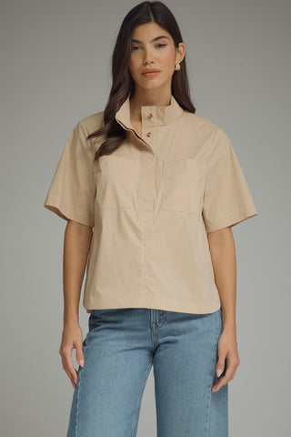 The Ainsley Solid Beige Top - The Pointe Boutique