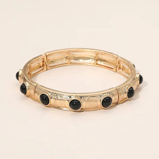 Anna Lou Bead Embellished Hammered Metal Stretch Bracelet