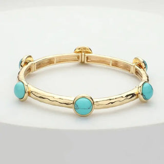 Turquoise Pearl / Natural Stone Pointed Stretch Bracelet - The Pointe Boutique