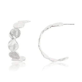 Silver mini flat disc hoop earrings