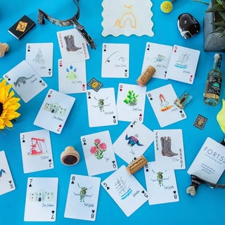 Texas themed illustrated playing cards