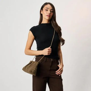 Eva Croco Embossed Faux Suede Clutch – croc-embossed faux suede shoulder clutch