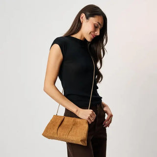Eva Croco Embossed Faux Suede Clutch – croc-embossed faux suede shoulder clutch