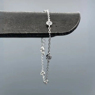 Sterling silver stationary CZ bezel bracelet