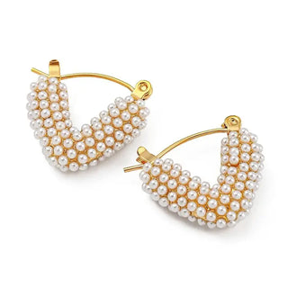 Serena V-Pearl Hoops