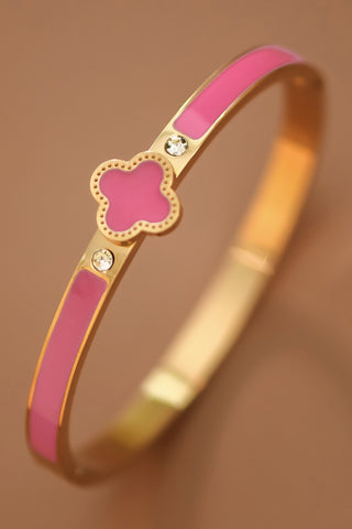 Pink 18k gold plated waterproof stainless steel bracelet
