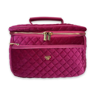emerald quilted velvet train case