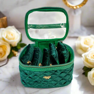 emerald quilted velvet jewelry case