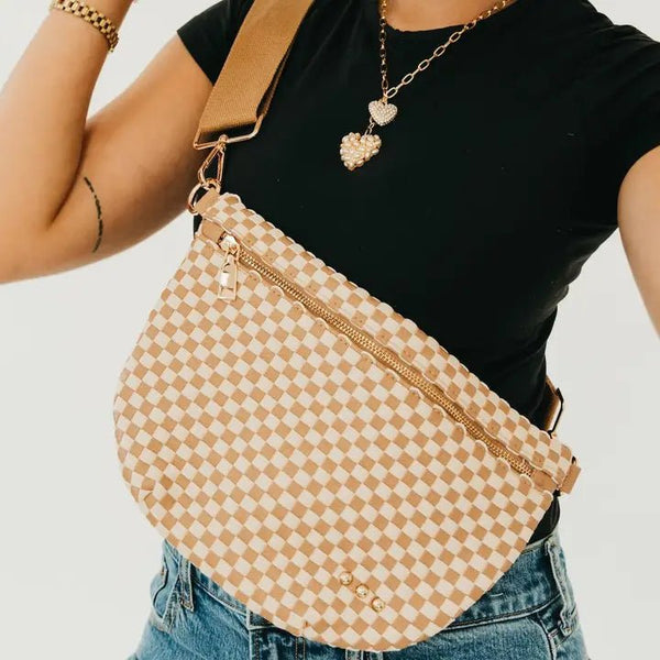 Westlyn Woven Bum Bag Checkered - The Pointe Boutique