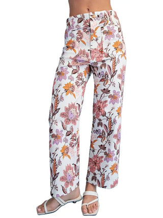 Jolene Floral Pants – white pants with a colorful floral print