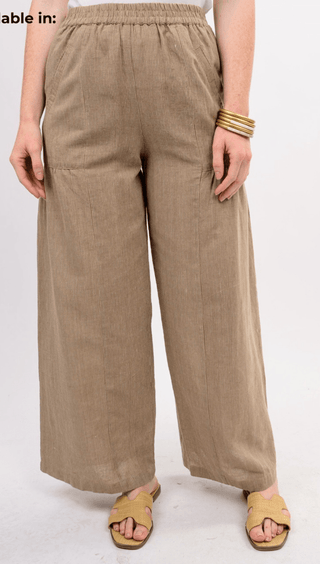 Wide Leg Stripe Khaki Pant - The Pointe Boutique