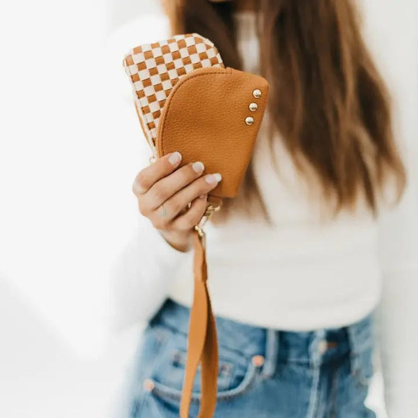 Wonderlust Woven Dual Pouch Wristlet Checkered - The Pointe Boutique