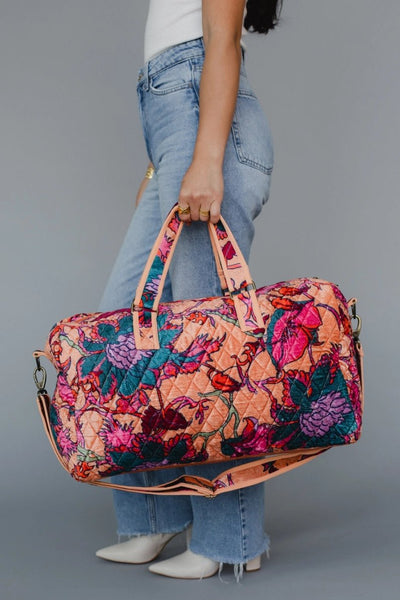 Woven Floral Duffel - The Pointe Boutique