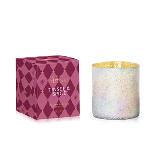 an iridescent tumbler in a berry gift box candle