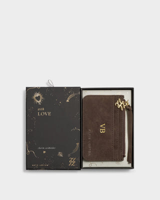 Gift Boxed Coin & Card Holder-Chocolate Suedette
