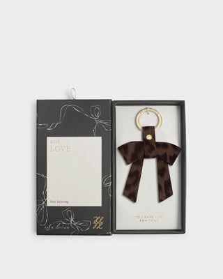 Bow-tiful Boxed Keyring-You make My Life Bow-tiful-Chocolate Leopard – chocolate leopard bow keyring in a gift box