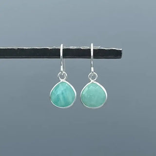 Sterling silver faceted triangle stone earrings