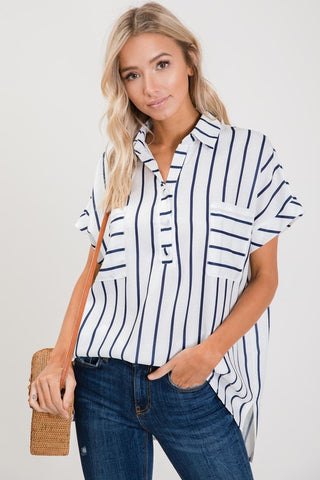 Navy Stripe Dolman Sleeve Top