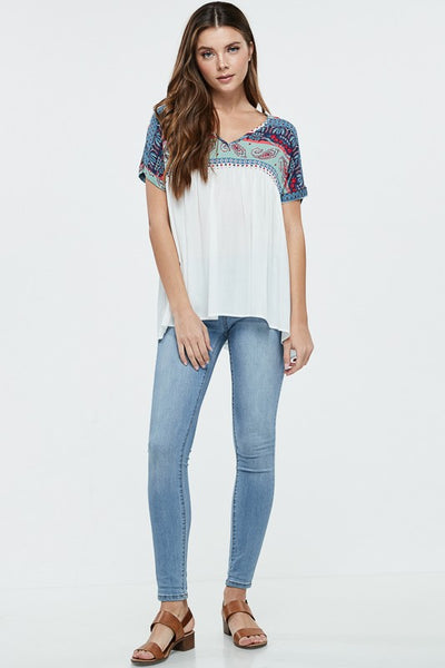 Ivory Short Sleeve Solid Knit Top