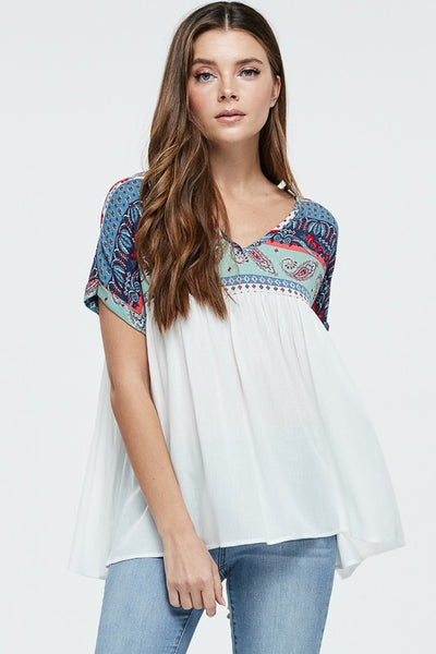 Ivory Short Sleeve Solid Knit Top