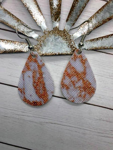 Marble Faux Leather Mini Teardrop Earrings