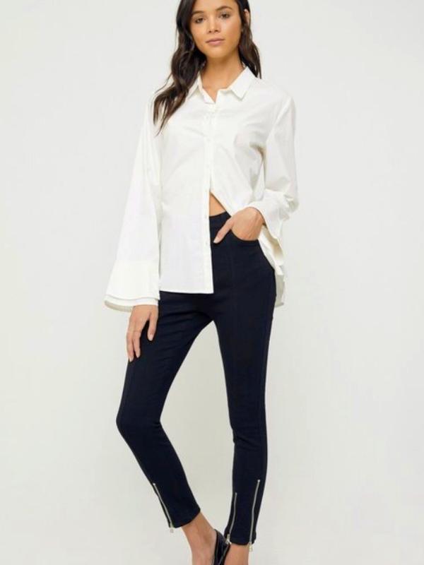 Black Denim High-Rise Zip-Hem Skinny Jean