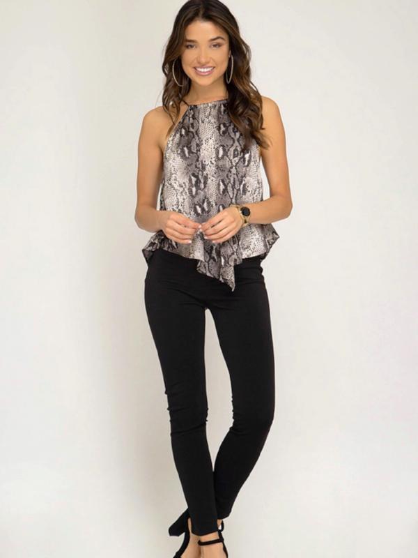 Grey Snakeskin Print Cami