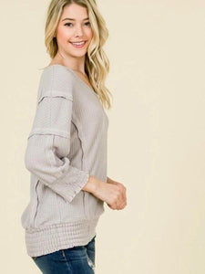 Dusty Pink Long Sleeve Thermal Knit Top