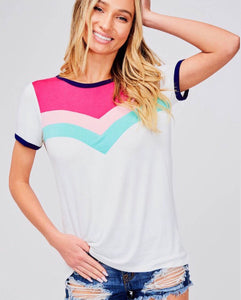 Chevron Colorful Tee - The Pointe Boutique