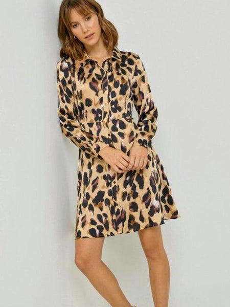 Leopard Button Up Shirt Dress - The Pointe Boutique