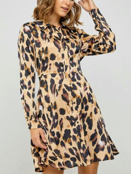 Leopard Button Up Shirt Dress - The Pointe Boutique