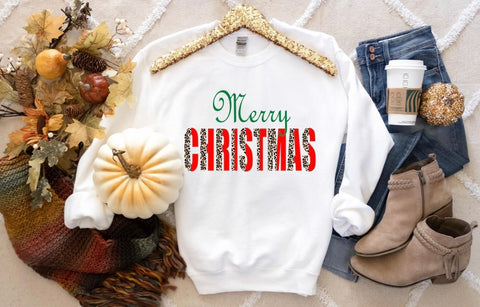 Leopard Merry Christmas Sweatshirt - The Pointe Boutique