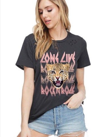 Rock n Roll Distressed T-shirt - The Pointe Boutique